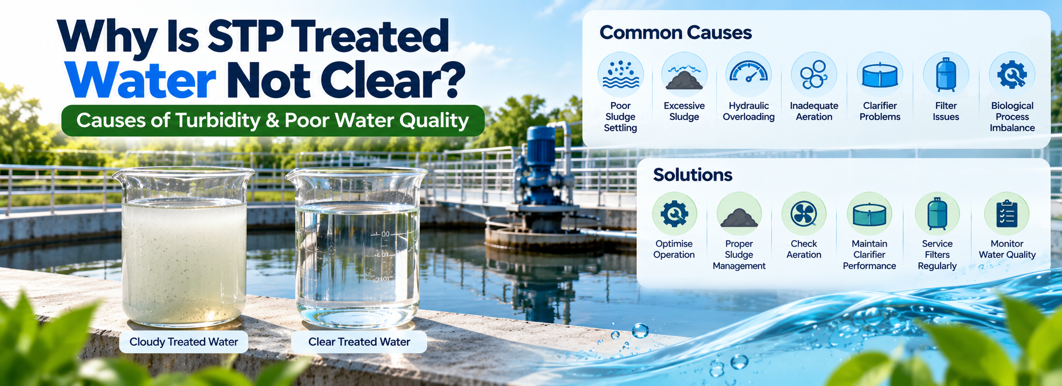 Home 5 STP treated water quality and causes of cloudy treated water